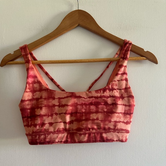 Athleta Exhale Printed Sports Bra A-C Cup Tahiti Island Coral Strappy size XS - Picture 4 of 8